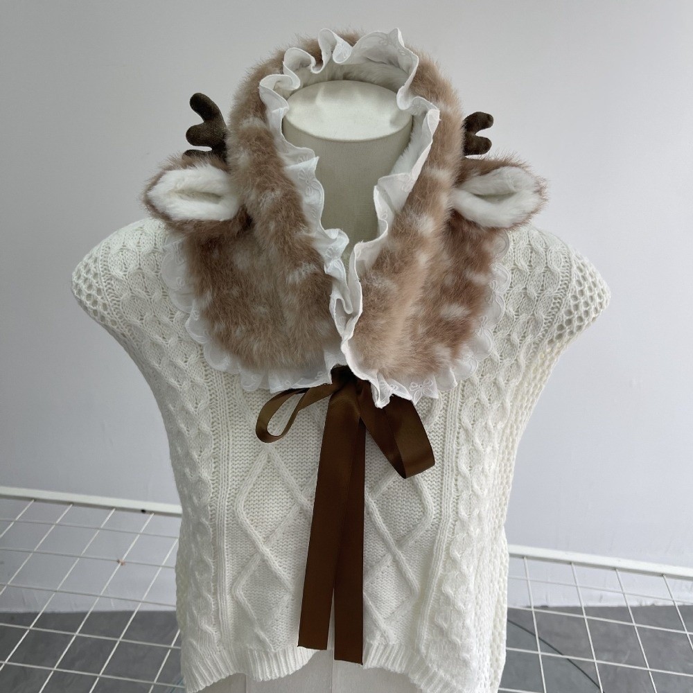 Écharpe chaude et mignonne motif élan, accessoires de déguisement anti-froid, cache-oreilles, bandeau épaissi, automne-hiver