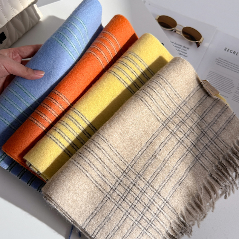 Luxe 100% laine écharpe femmes Plaid cachemire mouchoir chaud hiver femme châle paréo doux hommes Bufanda britannique coréen écharpe