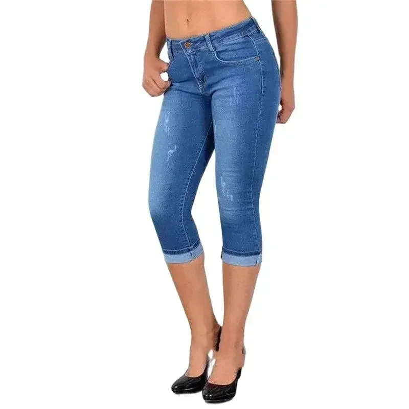 Jean crayon slim pour femme, style simple, décoration aux rayures, pantalon sept-quarts, 03/Décontracté, bouton Piedmont, denim