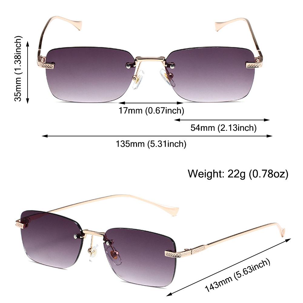 Lunettes de soleil carrées sans monture pour femmes, style INS, petites lunettes de soleil rectangulaires punk, protection UV400, lunettes de soleil pour femmes pour le street style