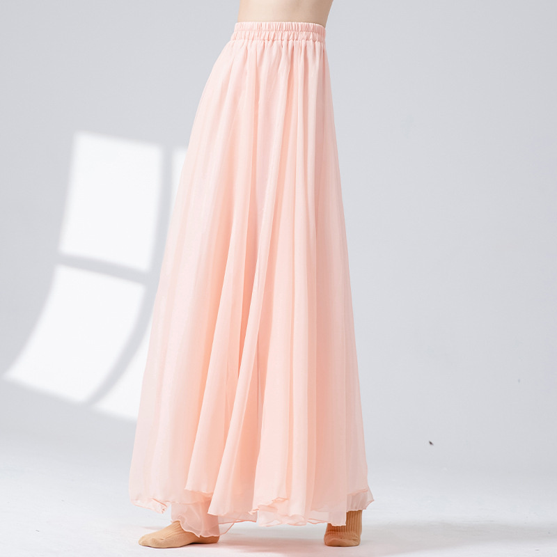 Jupe-culotte de danse moderne, ample, jambes larges, pantalon, vêtements d'entraînement de danseuse nationale folklorique chinoise, en mousseline de soie, fluide, Hanfu, scène classique