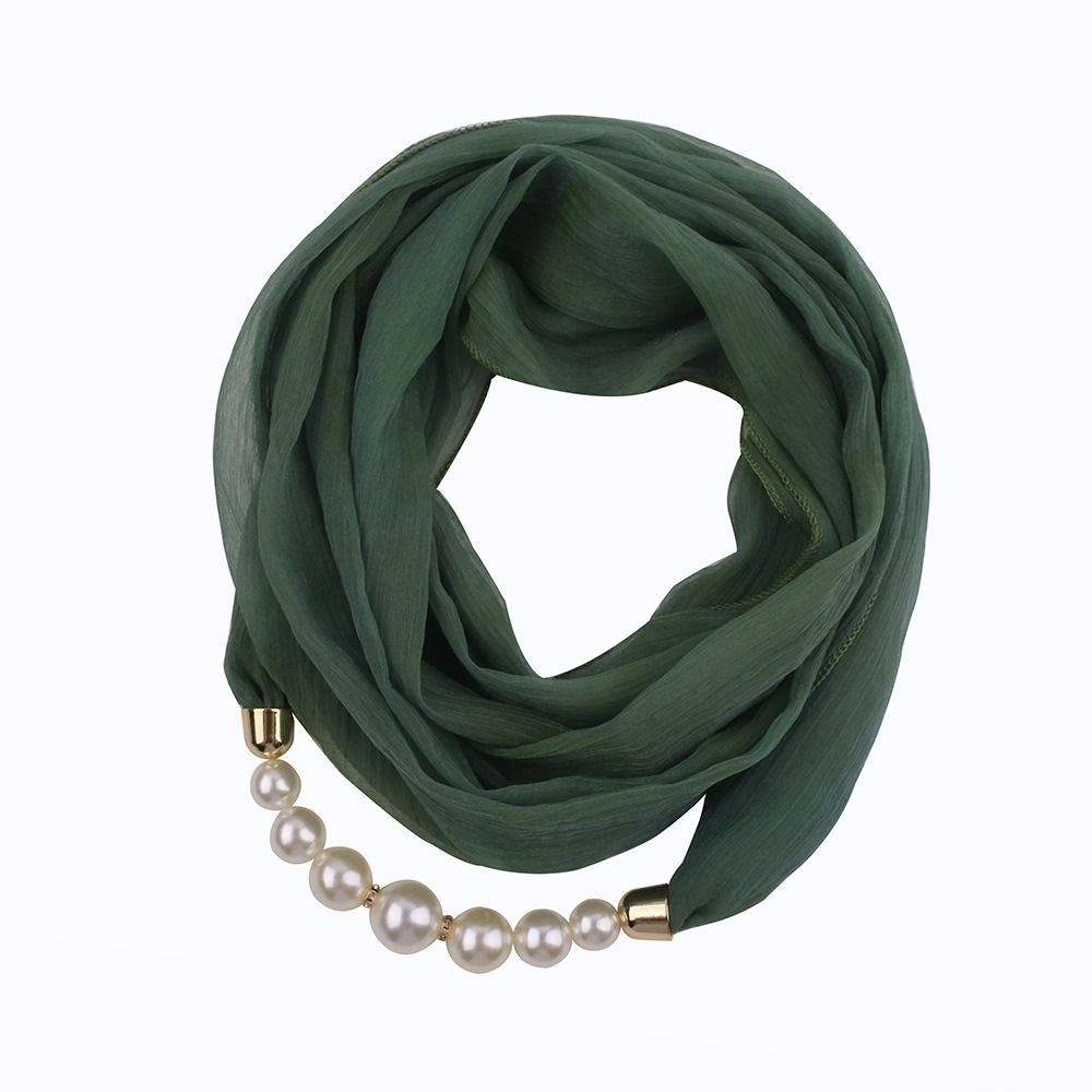 Écharpe en mousseline de soie style occidental avec chaîne de perles, coupe-vent, protection solaire, pendentif, pour les vacances