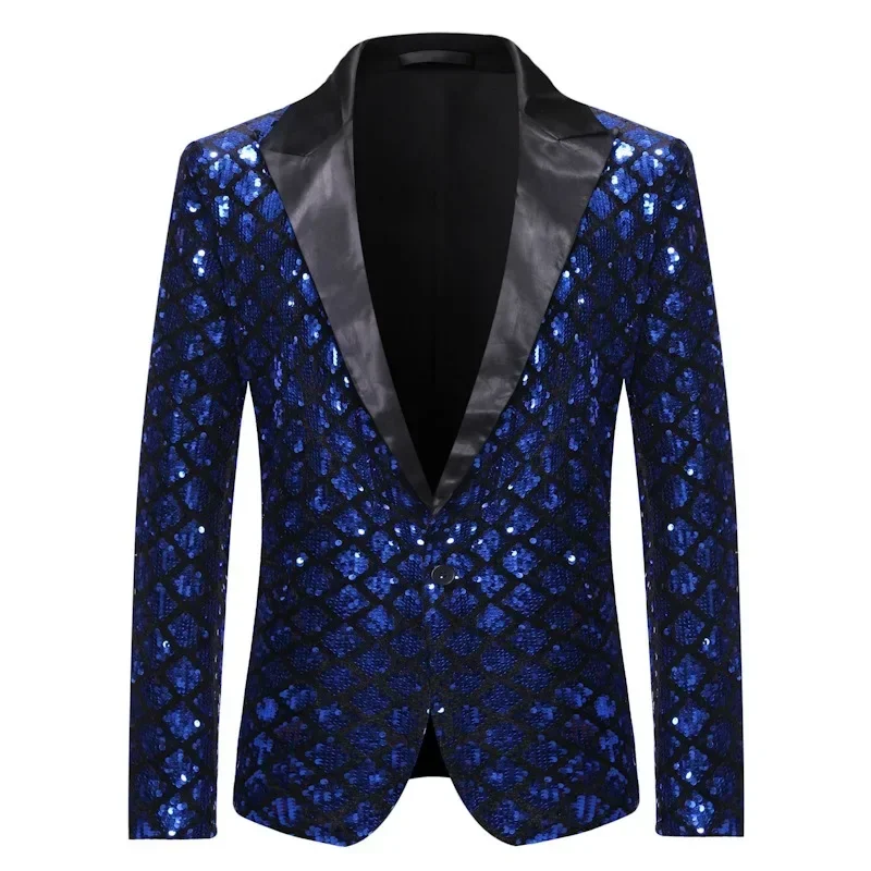 S-XL 2025 Nouveau Hommes Automne vitation Mode Sur Mesure Blazer Paillettes Plaid Décontracté Plus La Taille Africain Hommes Blazer