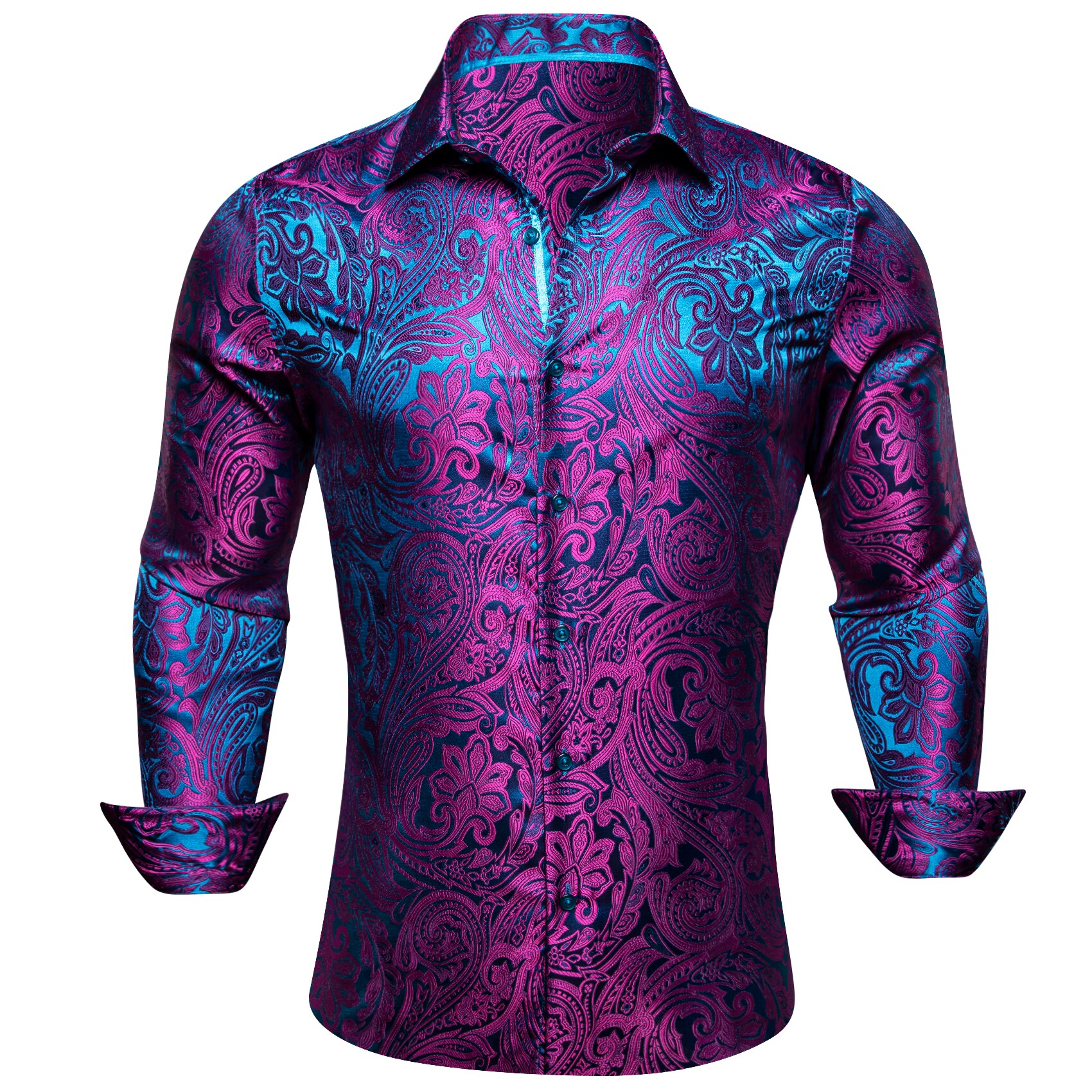 Chemise d'affaires à la mode pour hommes avec motif paisley irisé, adaptée aux rassemblements quotidiens et aux sorties de loisirs.