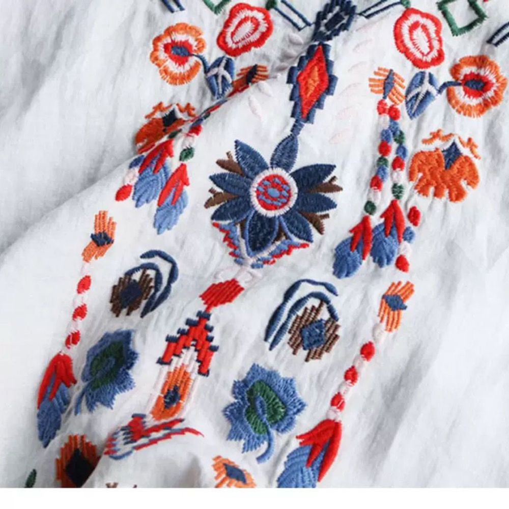 Chemise en coton brodée pour femmes, hauts d'été et de printemps, vêtements pour femmes