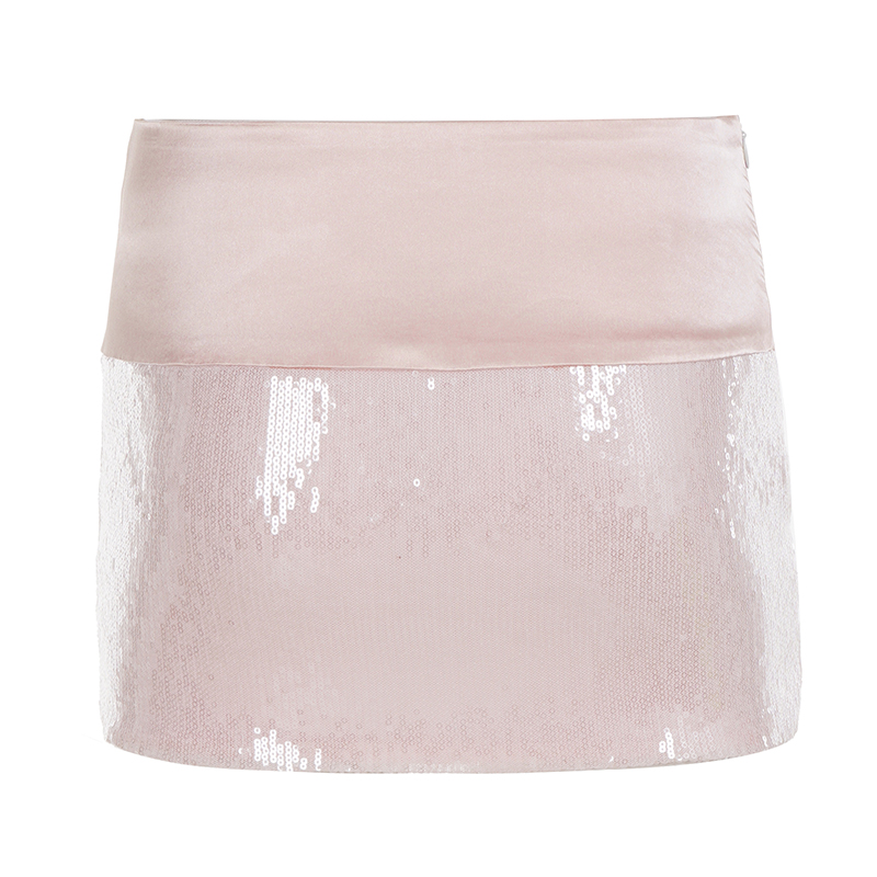 [RUOKE] Mini-jupe élégante à sequins pour femme, taille basse, moulante, pour soirée, jupe courte brillante, tenue estivale chic