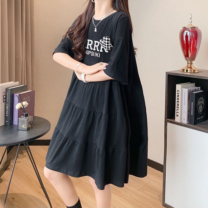 Robe Mi-Longue Décontractée à Col Rond pour Femme, Vêtement avec Lettres Imprimées, Style Coréen, Va avec Tout, Été 2024