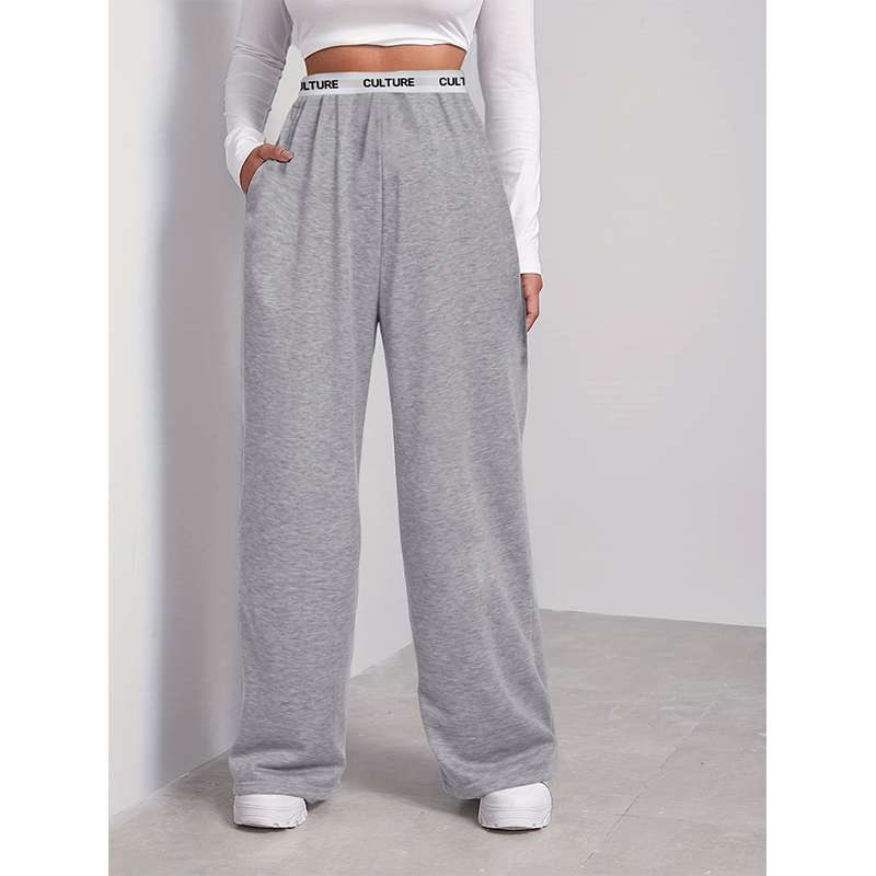 Pantalon taille haute pour femmes, ample, jambes larges, couleur unie, décontracté, vêtements quotidiens d'automne