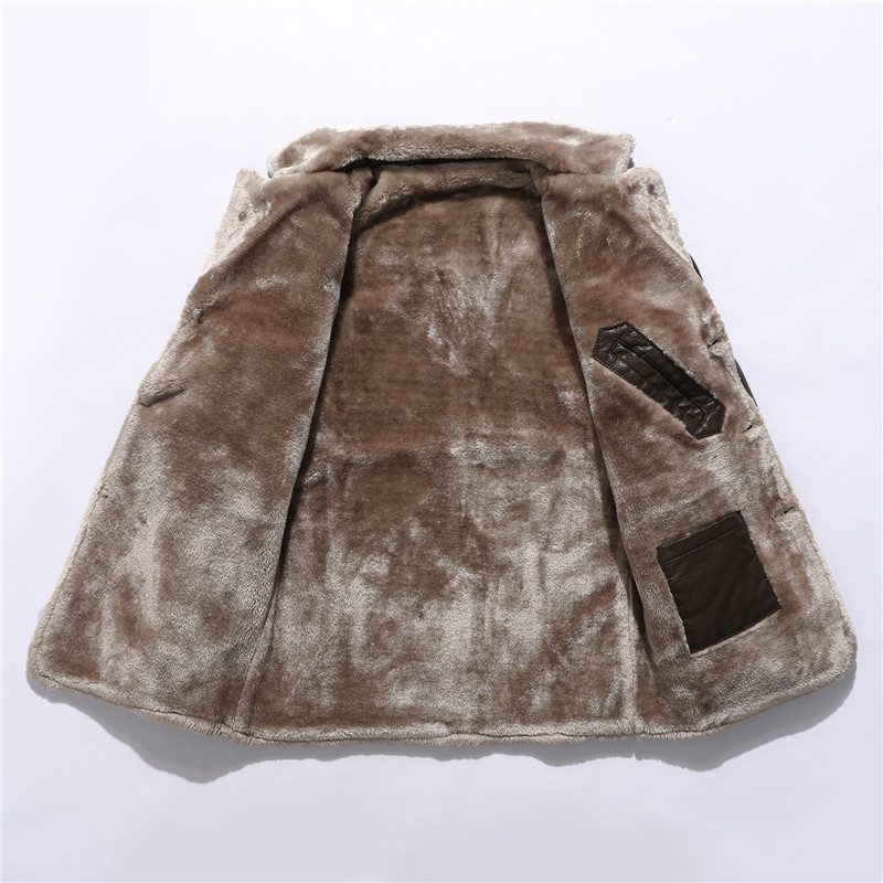 Manteau Long en cuir PU pour hommes, veste d'hiver chaude doublée polaire, pardessus d'affaires, Trench, vêtements d'extérieur pour hommes, veste de moto