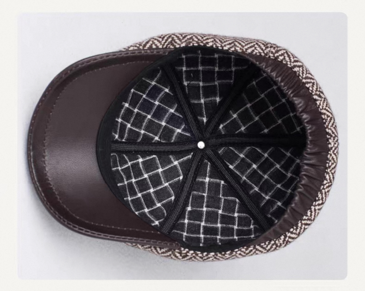 Bonnet 55% laine béret à chevrons pour hommes Camel/gris mâle mince chapeaux 55-61 cm Casquette avant loisirs bec de canard Casquette