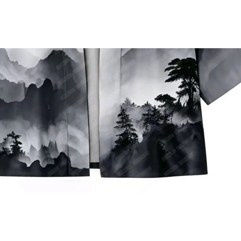 Chemise Kimono pour Homme, Cardigan à Motif Paysage Japonais Ukiyo-e, Coupe Ample, Ouvert sur le Devant, Chemise Kimono Décontractée pour Homme, Idéale pour l'Été et la Plage