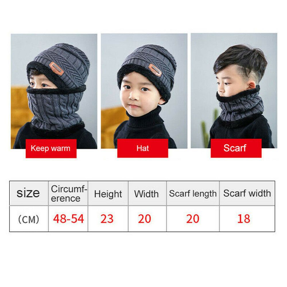 Enfants hiver cou écharpe casquette ensemble mode bonnet chaud chapeau écharpe ensemble cou couverture polaire tricoté épais casquette de Ski chaud cagoule chapeau