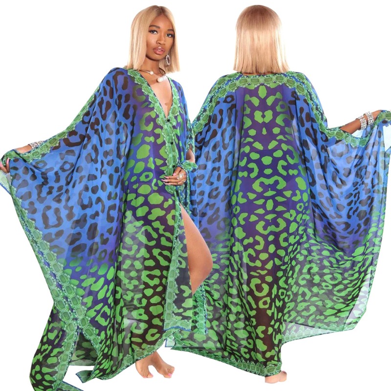 Maxi Kimono Africain à Col en V pour Femme, Imprimé Bohème, Bikini, Vêtements de Plage, Tenue d'Été