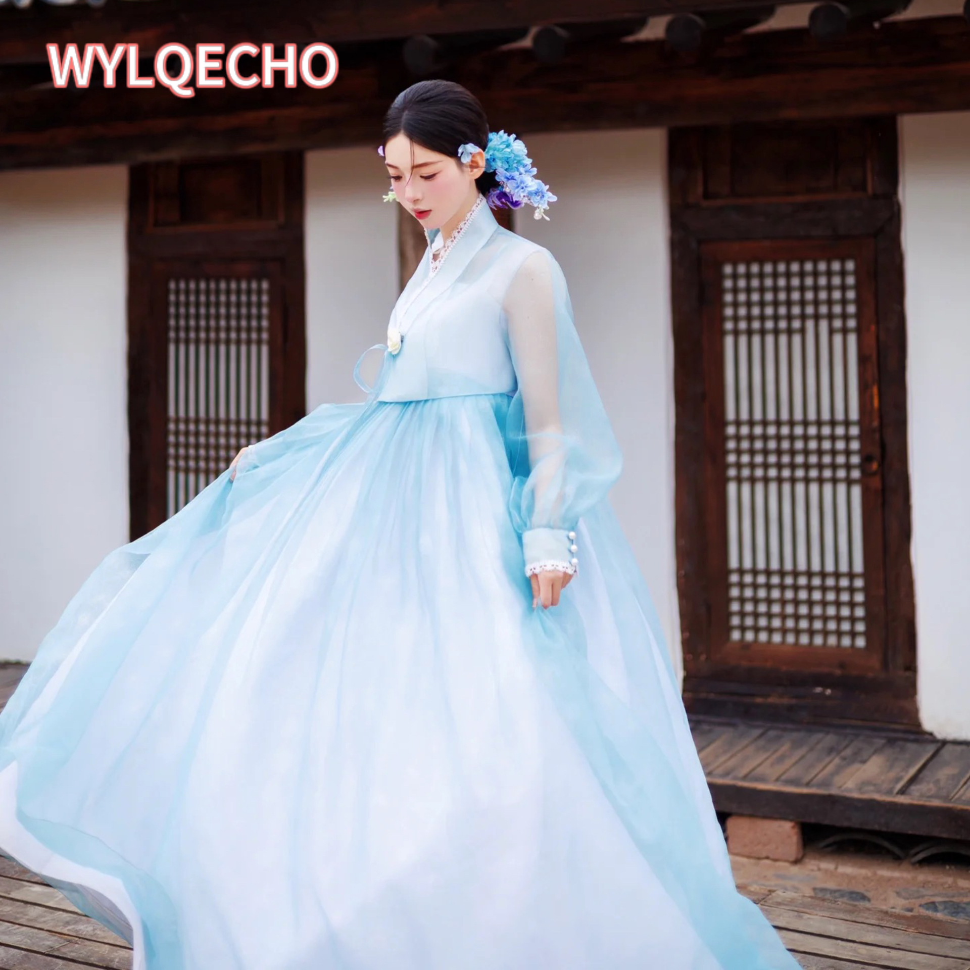 Hanbok Vêtements traditionnels coréens Robe Hanbok pour femmes Nouveau bleu Modernisé Hanbok Costume d'Halloween Cosplay Mariage Hanbok한