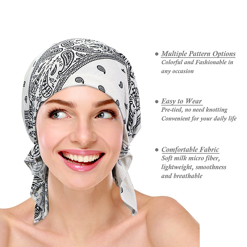 Chapeau de chimio pour femmes, Turban à la mode musulmane, couvre-chef pré-attaché, Bandana pour la perte de cheveux