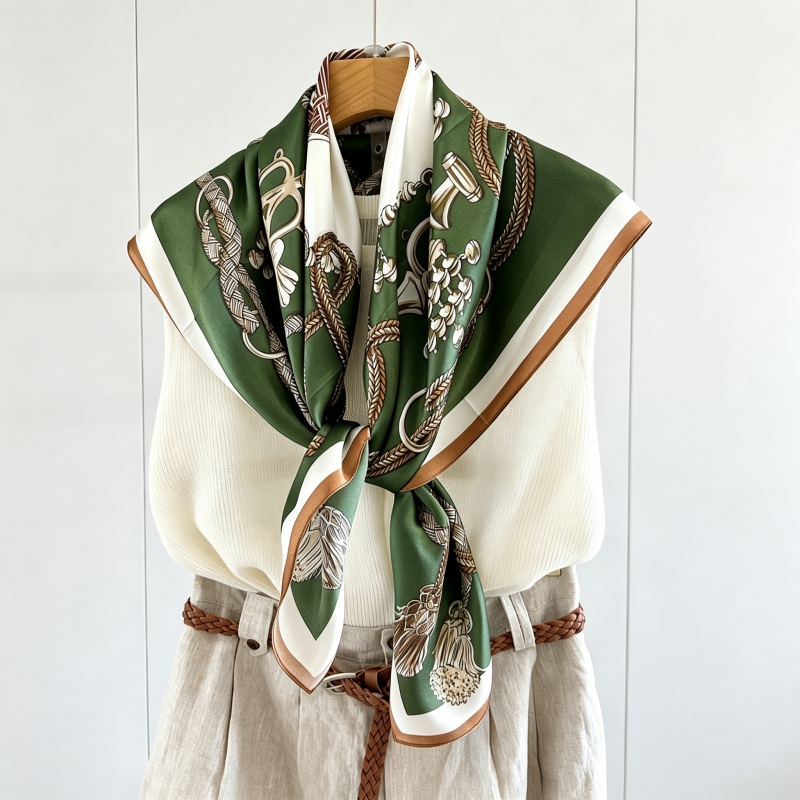 Foulard carré double crêpe 100% soie de mûrier, élégant, de luxe léger, pour femme, pour le quotidien, accessoire décoratif pour le cou