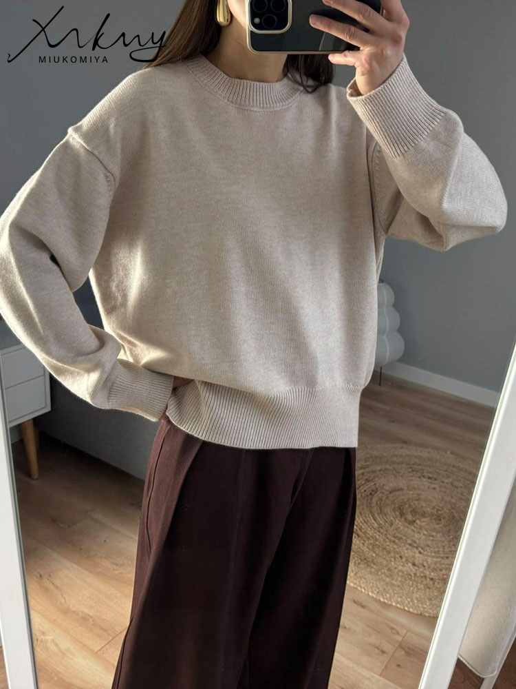 MiuKoMiYa femmes hiver surdimensionné pull bordeaux col rond Vintage pulls en vrac chandails de noël pour les femmes hauts élégants