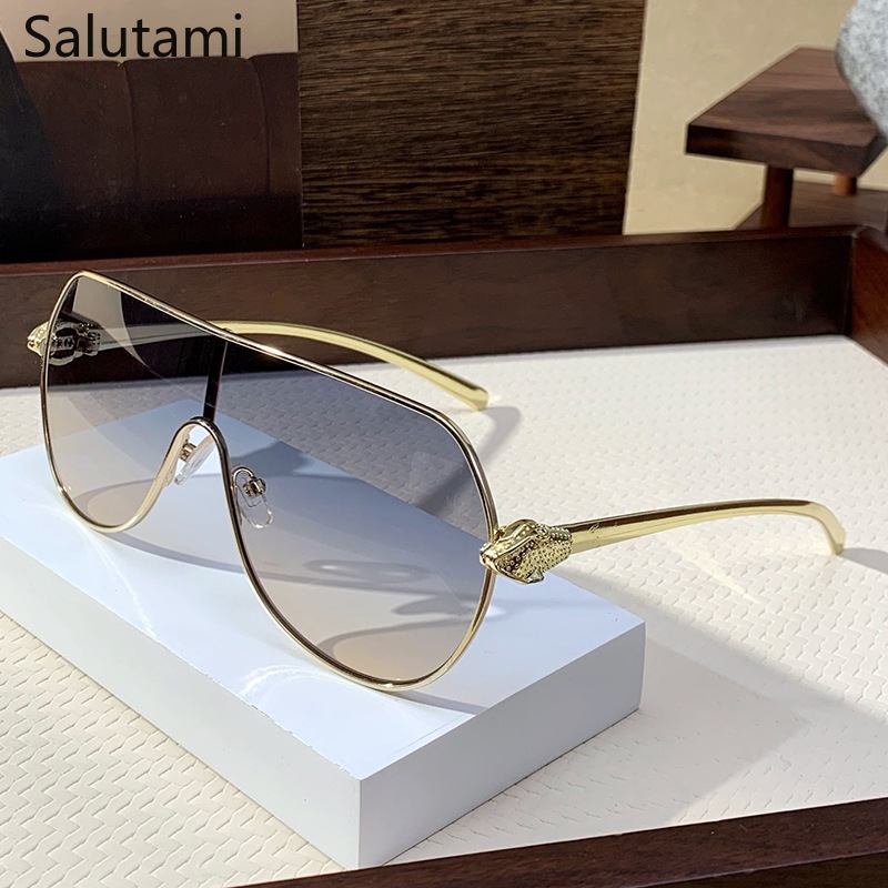 Lunettes de soleil vintage de luxe de marque de créateur, modèle monobloc, pour femmes et hommes, collection 2025, populaires, en métal, surdimensionnées, style punk