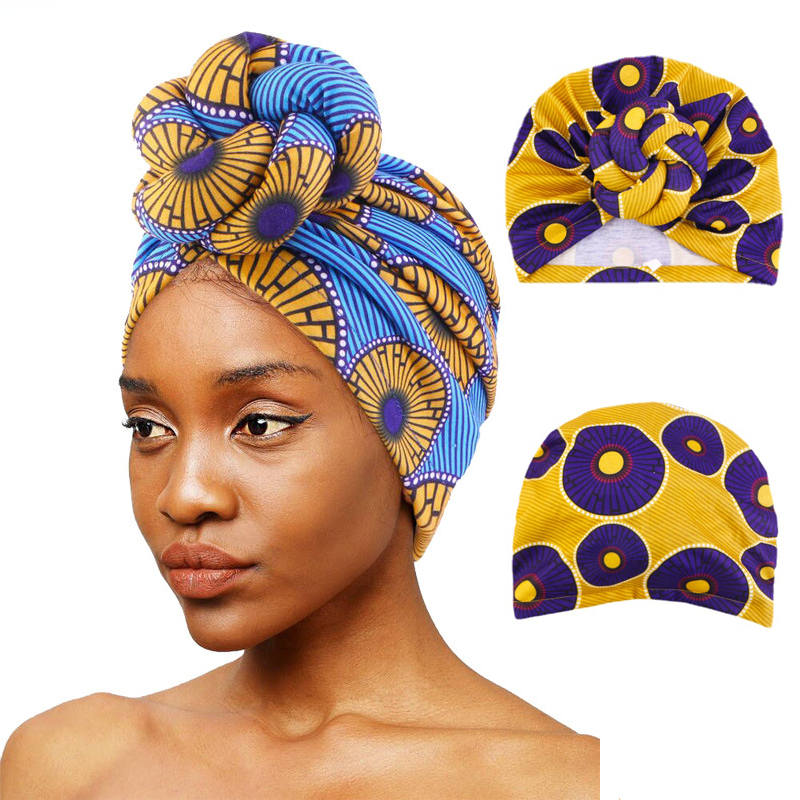 Chapeau Turban extensible à grande fleur pour femmes, imprimé africain, couvre-chef, couvre-chef de fête de mariage, Hijab musulman, couvre-tête