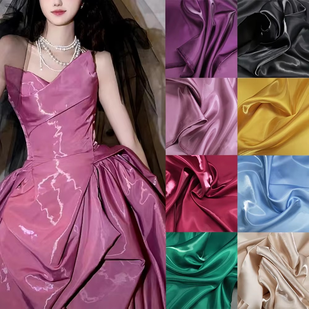 Tissu satin liquide en polyester, tissu d'habillement épaissi, réfléchissant naturel, tissu de soie cristalline satinée, robe de mariée décorative