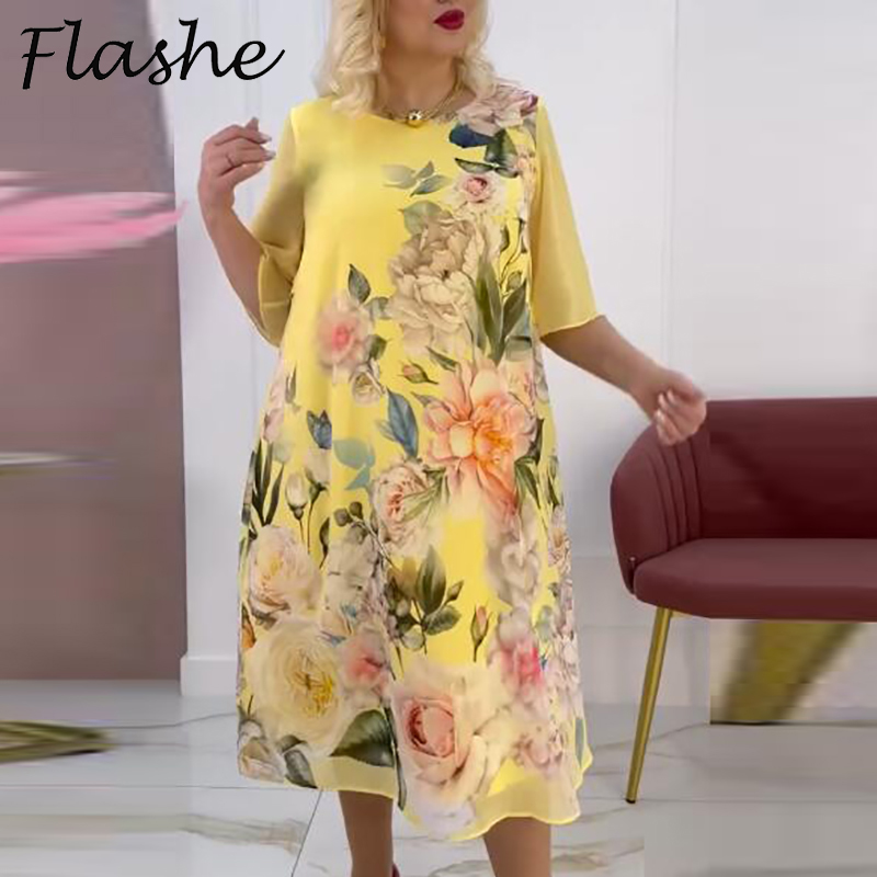Nouvelle mode robes d'été pour les femmes 2025 plage vacances robe de grande taille femmes décontracté Vintage imprimé fleuri robe de soirée ample Boho