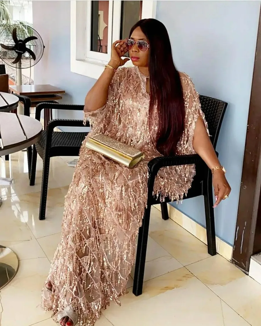 Robe de maman africaine personnalisée, mode de luxe, qualité, bretelles à paillettes brillantes + jupe intérieure