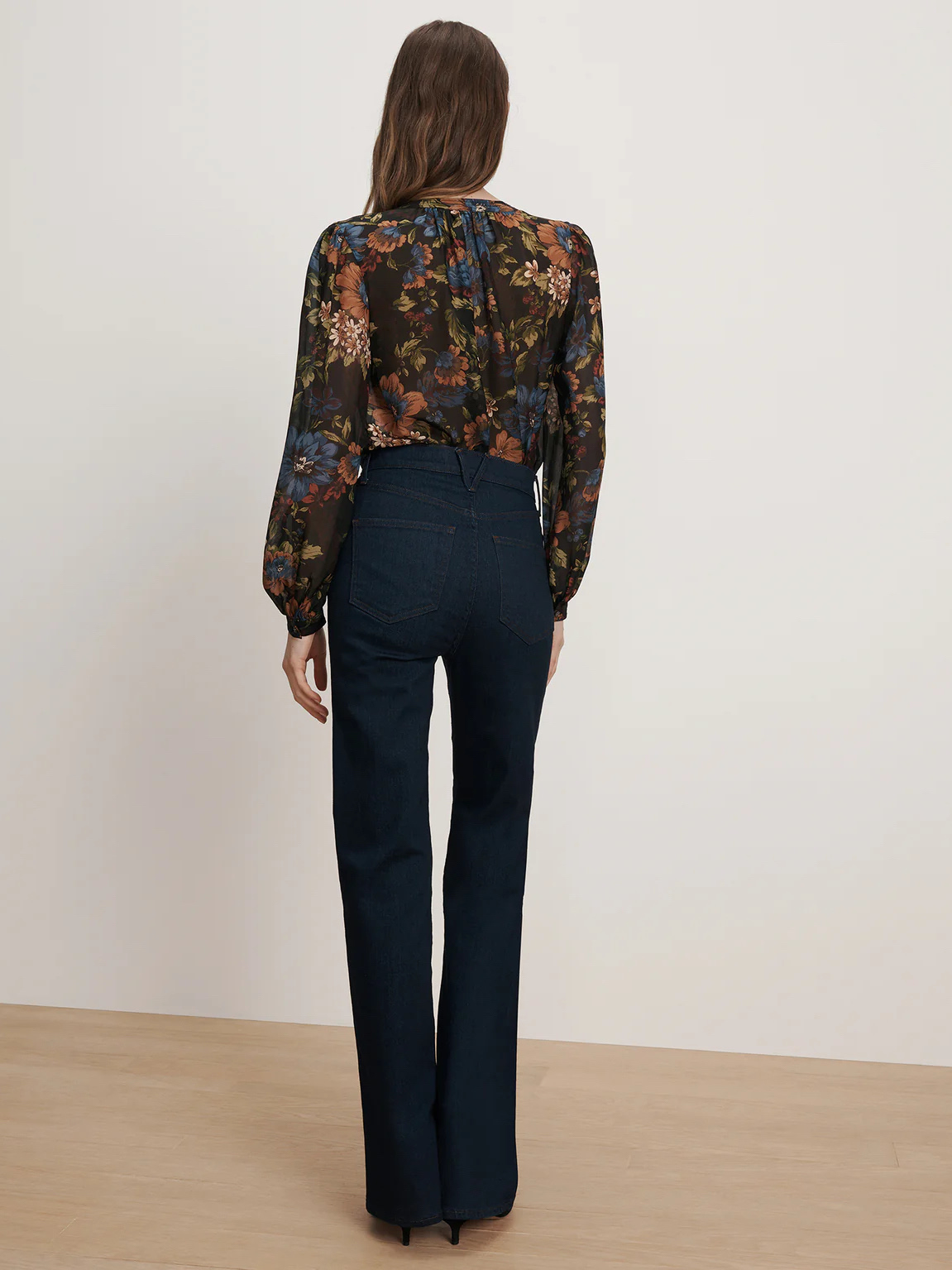 Chemisier à manches longues en soie 100% à imprimé floral de style bohème pour femmes
