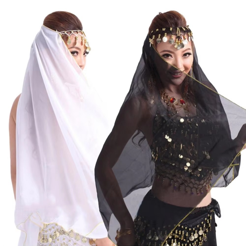 Écharpe de danse du ventre en mousseline de soie de 150 cm, couleur unie, bandeau de danse indienne, coiffe pour femme, costumes de spectacle
