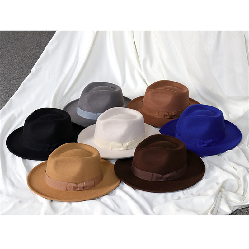 Chapeau Fedora en feutre avec nœud en forme de cœur, petit bord relevé, chapeau haut de forme vintage pour homme, chapeau de jazz, gorras para hombres