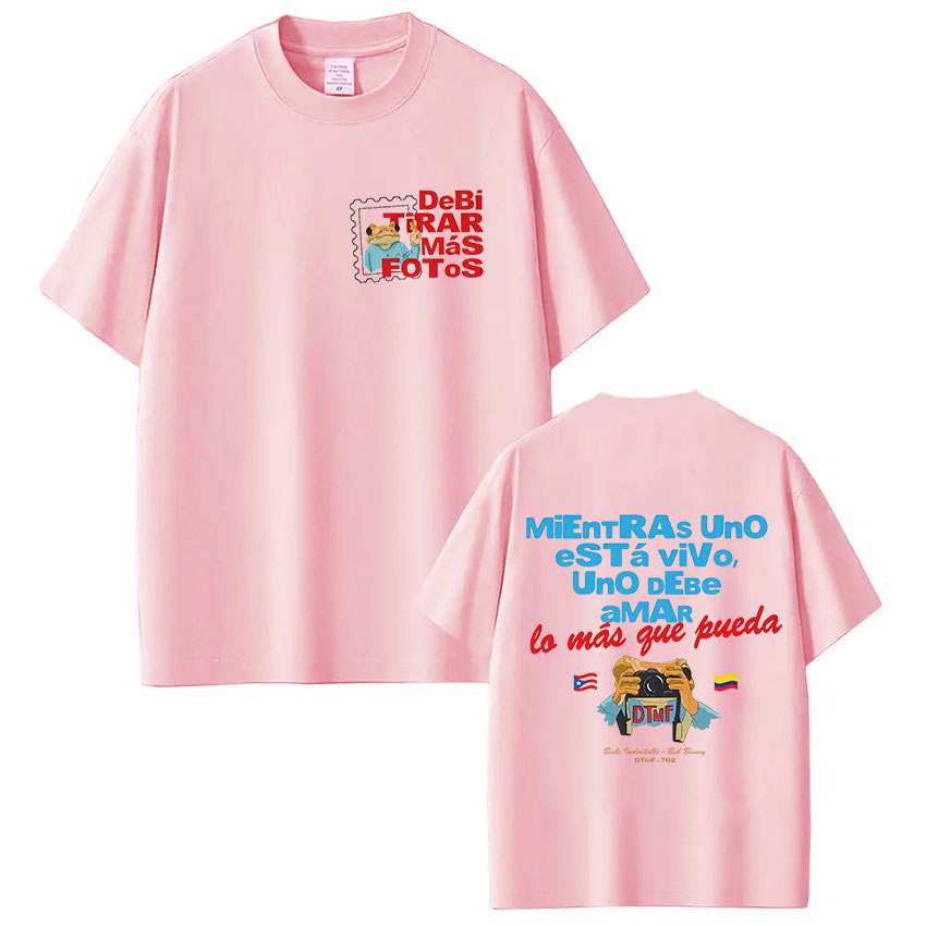 T-shirt Rapper Bad Bunny Debi Tirar Mas Fotos DTMF Tour imprimé pour hommes et femmes, T-shirt en coton, vêtements pour hommes