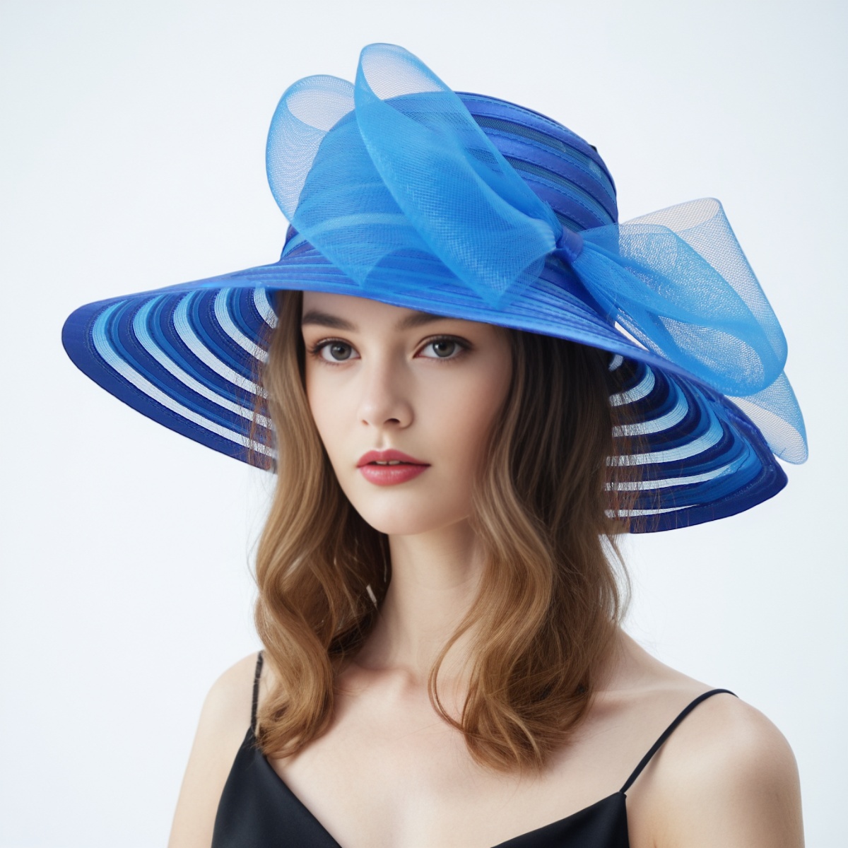 Chapeau en maille Organza pour femmes, 1 pièce, à volants, à large bord, chapeau de soleil de mariée d'été, français, Europe et amérique, casquette de fête exquise, casquette de plage