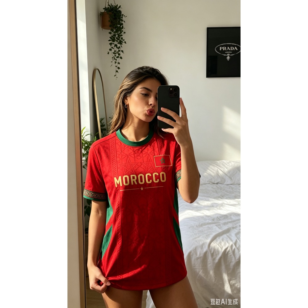 T-shirt d'été pour femme, motif drapeau marocain, maillot de supporter de football, décontracté, à manches courtes, respirant, imprimé tendance, style Y2K, haut pour homme