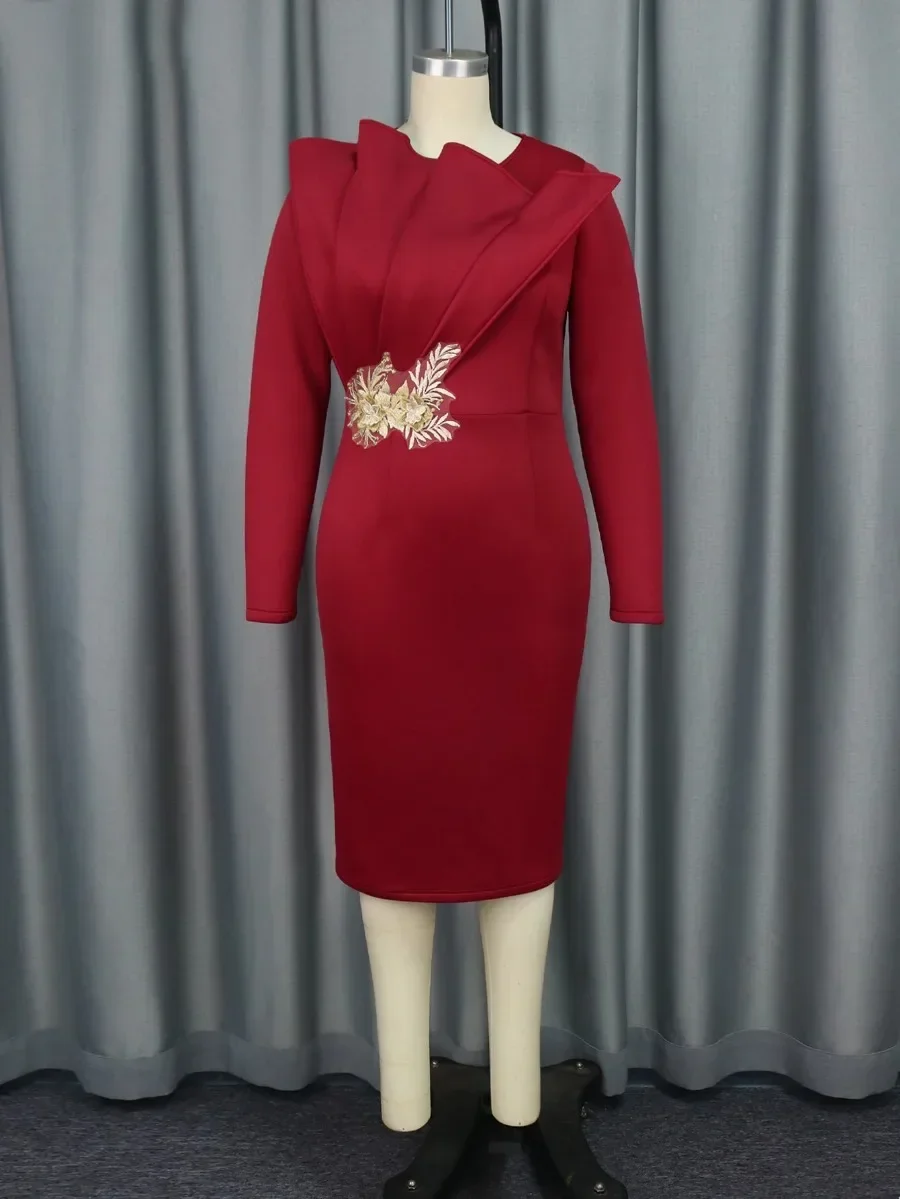 Robe d'église à manches longues avec appliques en dentelle pour femmes, gaine d'irritation, tambour de fête, occasion africaine, invité de mariage, élégante, 2025