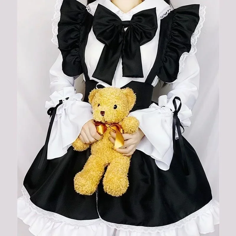 Tenue de Soubrette Femme Lolita Cosplay Mignonne Sexy Érotique Kawaii Costume de Café Noir Blanc Uniforme Homme Tablier Robe Nœud Mignon Mucama 2026