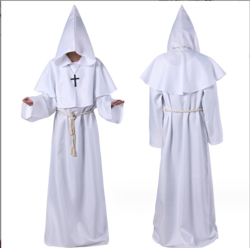 Robe longue médiévale à capuche pour moine, frère, prêtre, sorcier, unisexe, adulte, ample, tenue de scène pour mascarade, fête à thème, Halloween, cosplay