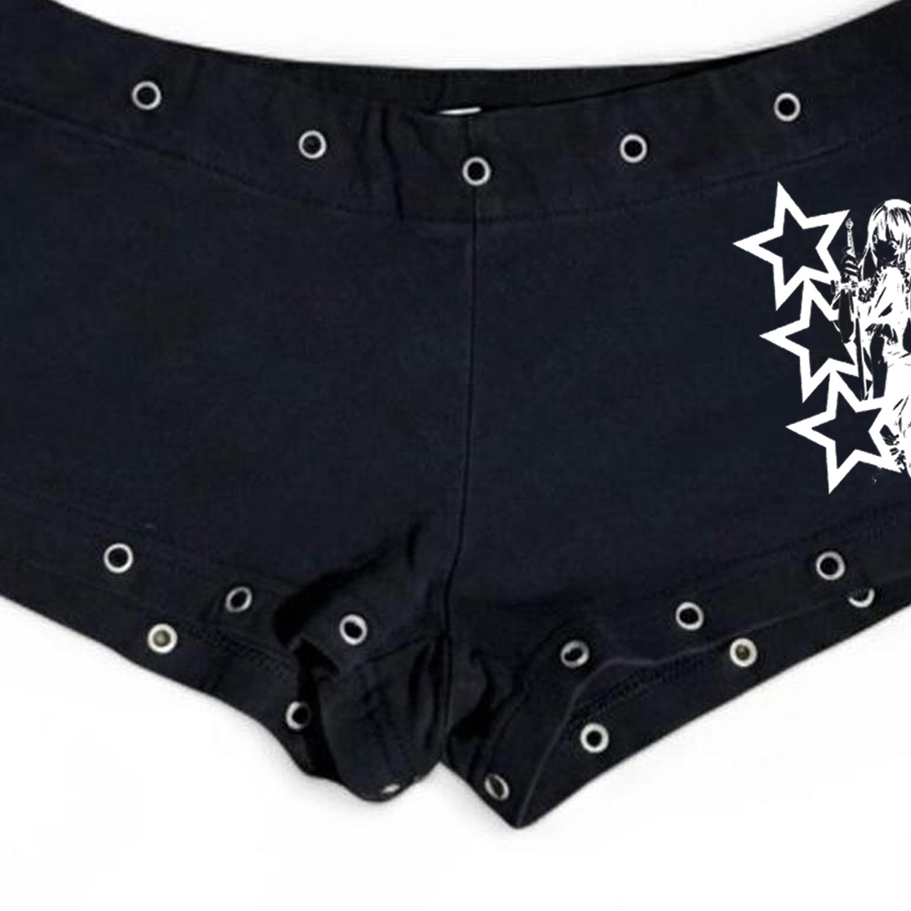 Mode féminine emo, mode décontractée noire, imprimé clous de saule, Y2K, sexy, coupe ajustée, polyvalente, taille basse, gothique, hip-hop, streetwear et