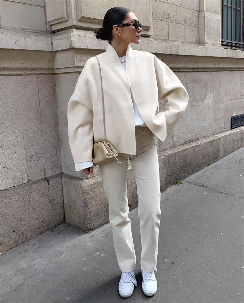 Manteau d'automne pour femmes, beau tempérament ample, veste Cardigan, manteau de tempérament, manches longues, manteau court en laine