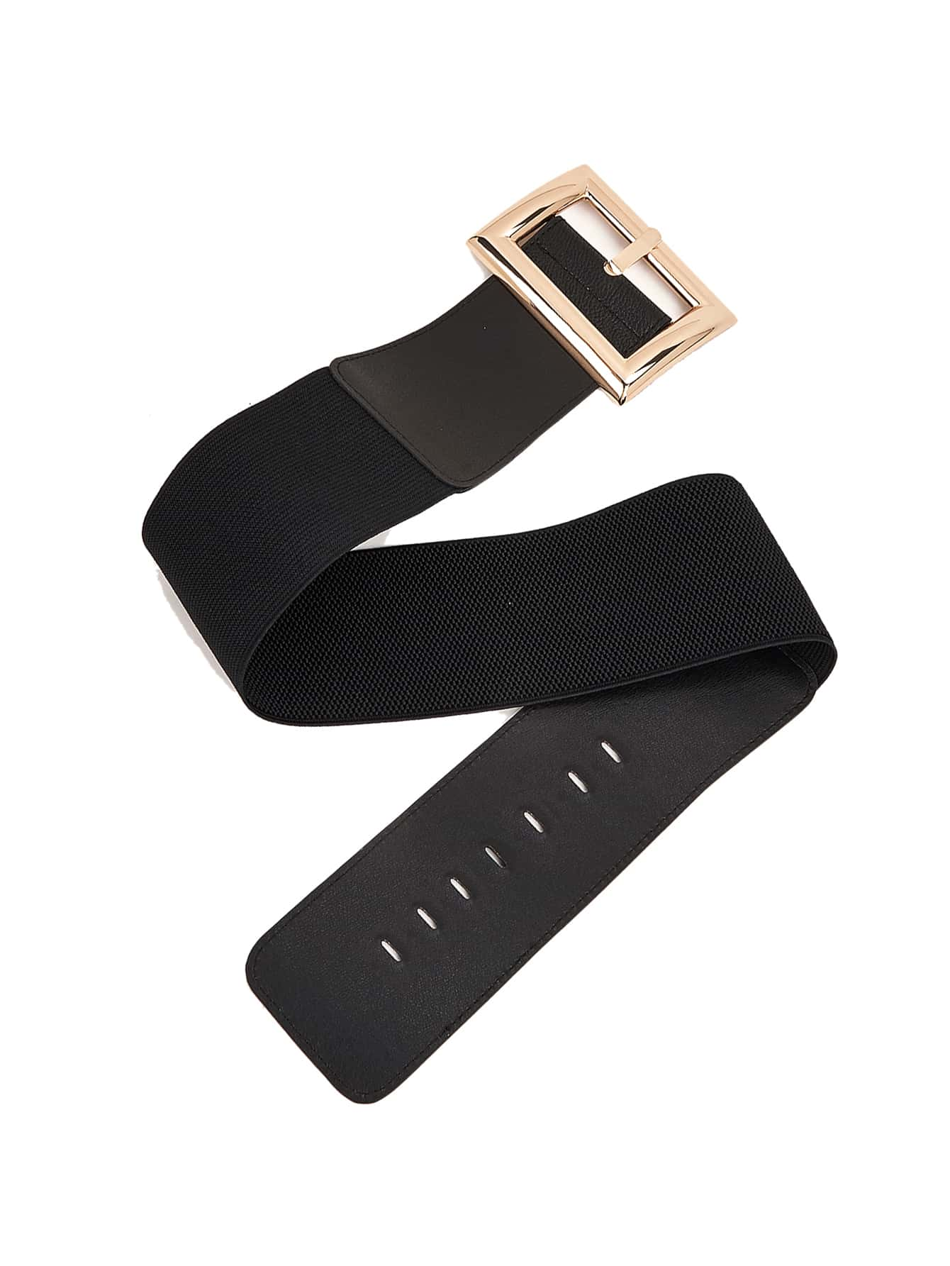 Ceinture élastique à large boucle carrée pour femmes, pour assortis à des robes, manteaux, pulls, pantalons et jupes, coupe ample