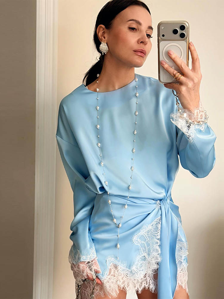Nouvelle Collection Printemps 2026 : Chemisier Décontracté Ample à Manches Longues et Col Revers avec Lacets pour Femme – Style Urbain Chic