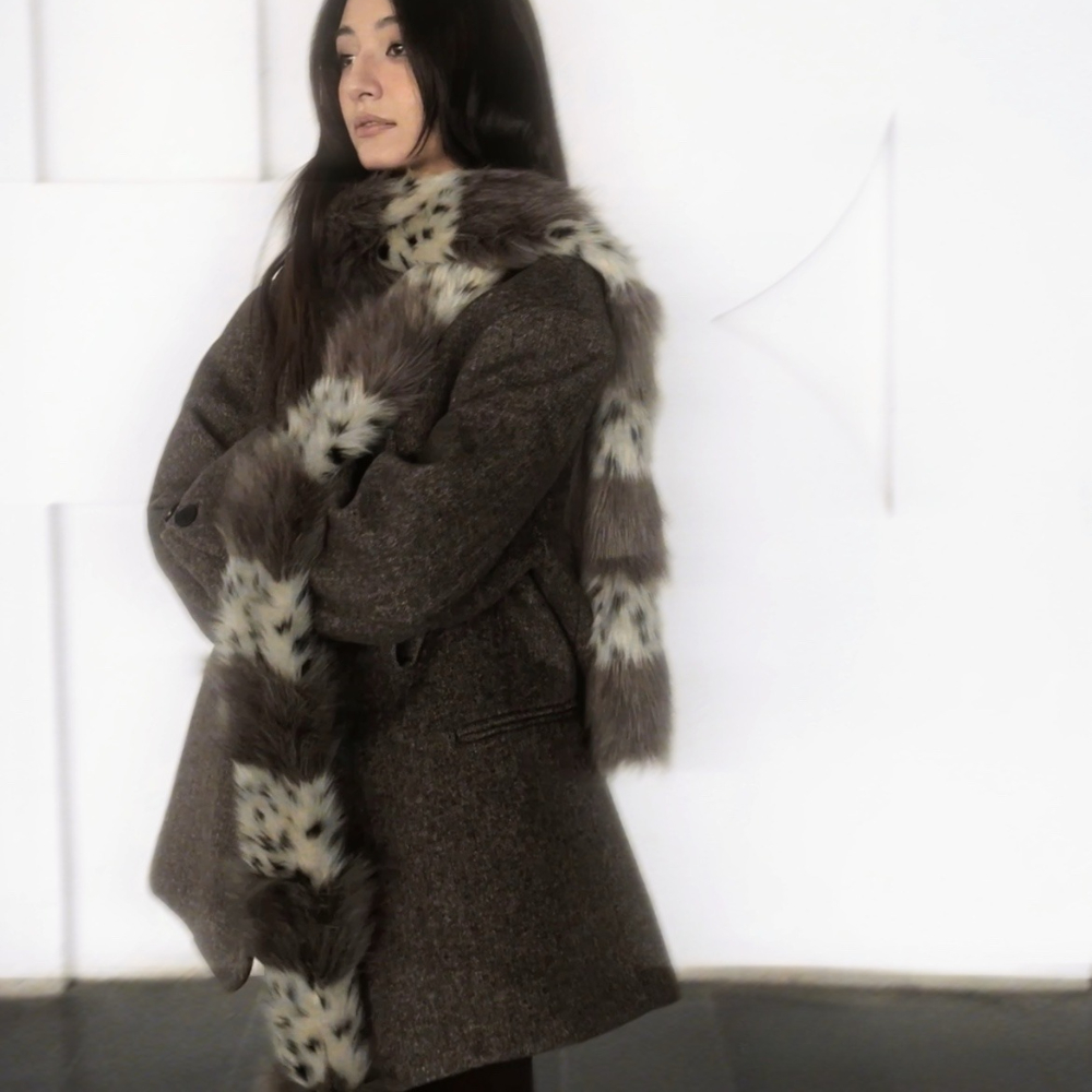 Écharpe en fourrure imprimé léopard pour femmes, sous-culture Y2K, Sexy, Millennium Hottie, en peluche, Patchwork, chaude et étroite, tendance pour l'extérieur