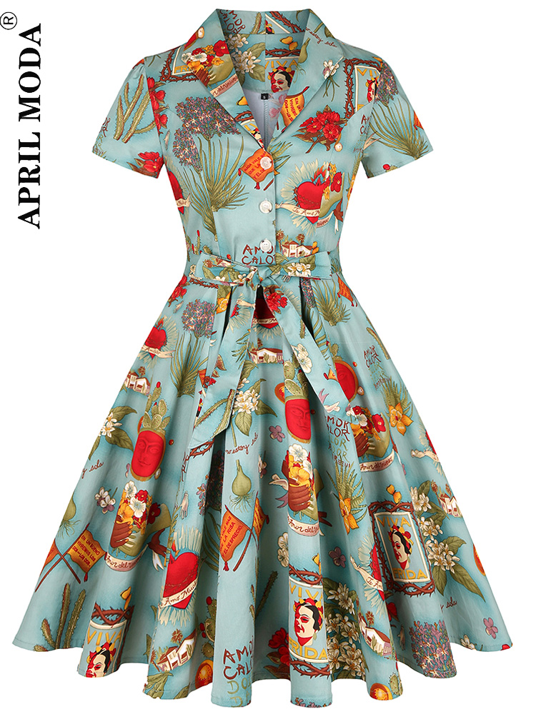 Robe de cocktail Pinup Rockabilly 2026, robe midi en coton, tunique, Jurken, décontractée, vintage, années 60, années 1950, grande jupe évasée, robe d'été pour fête