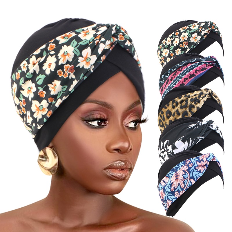 Nouveau noeud torsadé imprimé fleuri musulman Turban femmes Hijab chimio casquette Bonnet Strech indien foulard Bandana chimio bonnets casquettes couverture