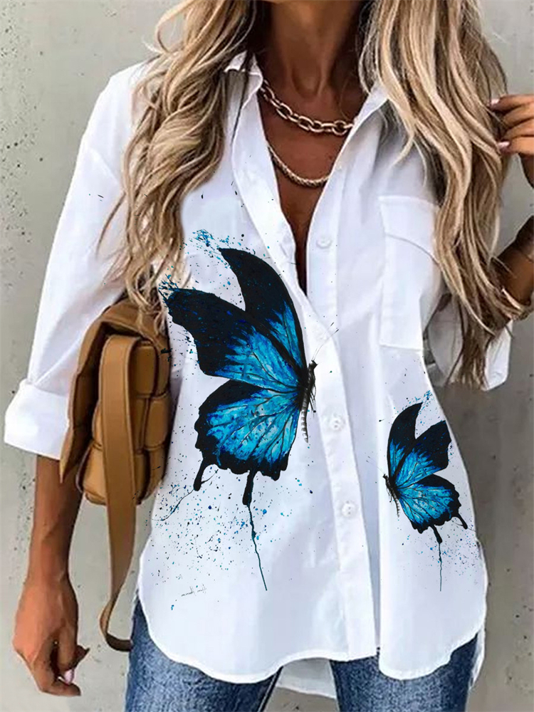 Chemise imprimée à manches longues pour femmes, grande taille, mode décontractée