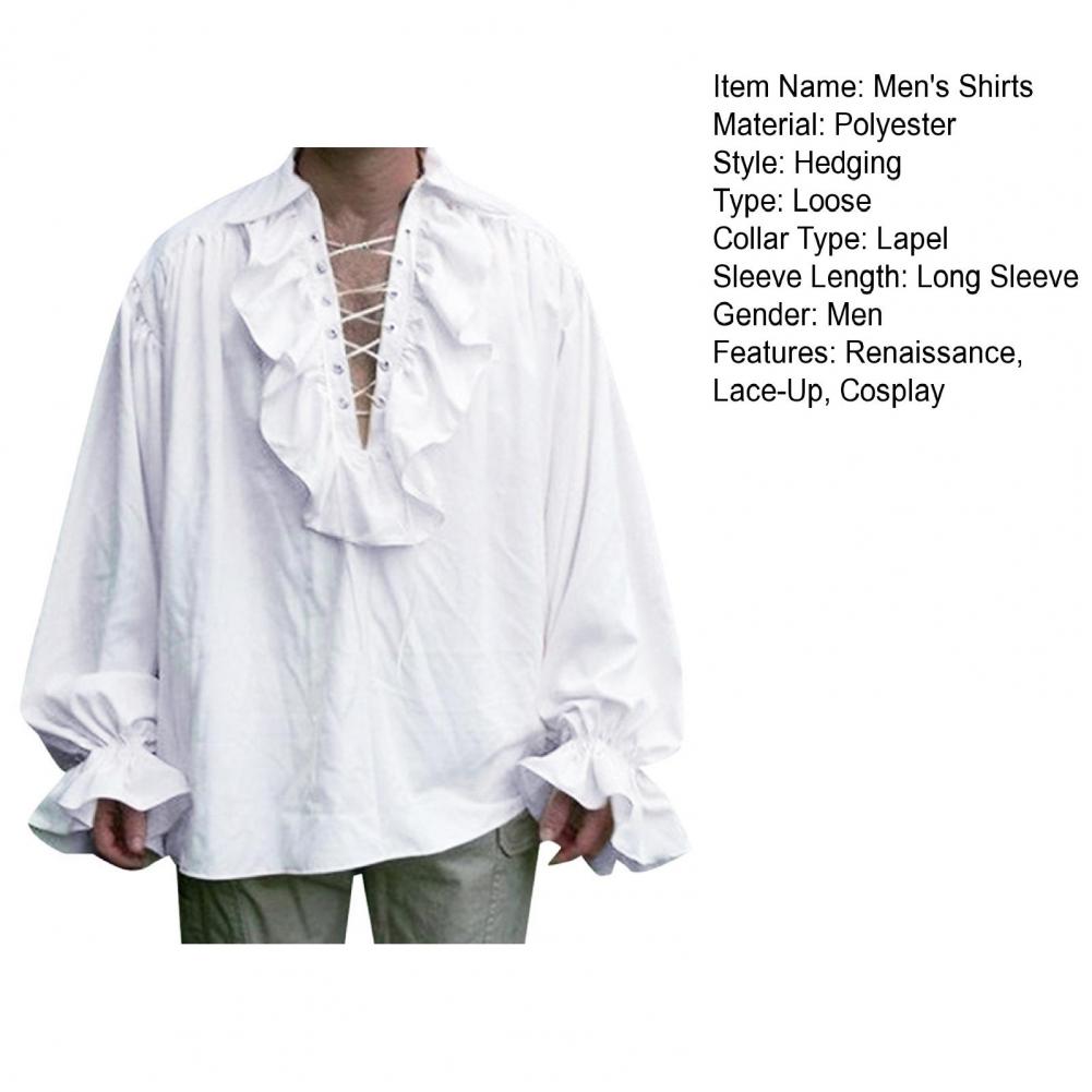 Costume de chemise Renaissance à manches longues à volants pour hommes, Steampunk médiéval à lacets, chemise 7,5 ate pour cosplay, scène drame prince Y-