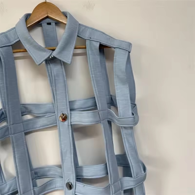 Chemises et Blouses – Hauts à simple boutonnage – Nouvelle mode 2026 pour hommes – Chemise sans manches personnalisée – Chemise ajourée pour femmes au style décontracté