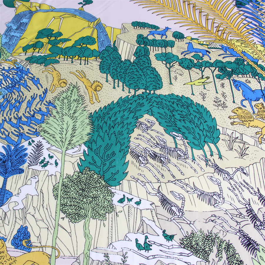 Écharpe en Soie et Cachemire pour Femme, Imprimé Animaux de la Forêt, Châles Chauds, Pashmina Carrée, Foulards, Hijabs de Marque, Grand Bandana 135CM