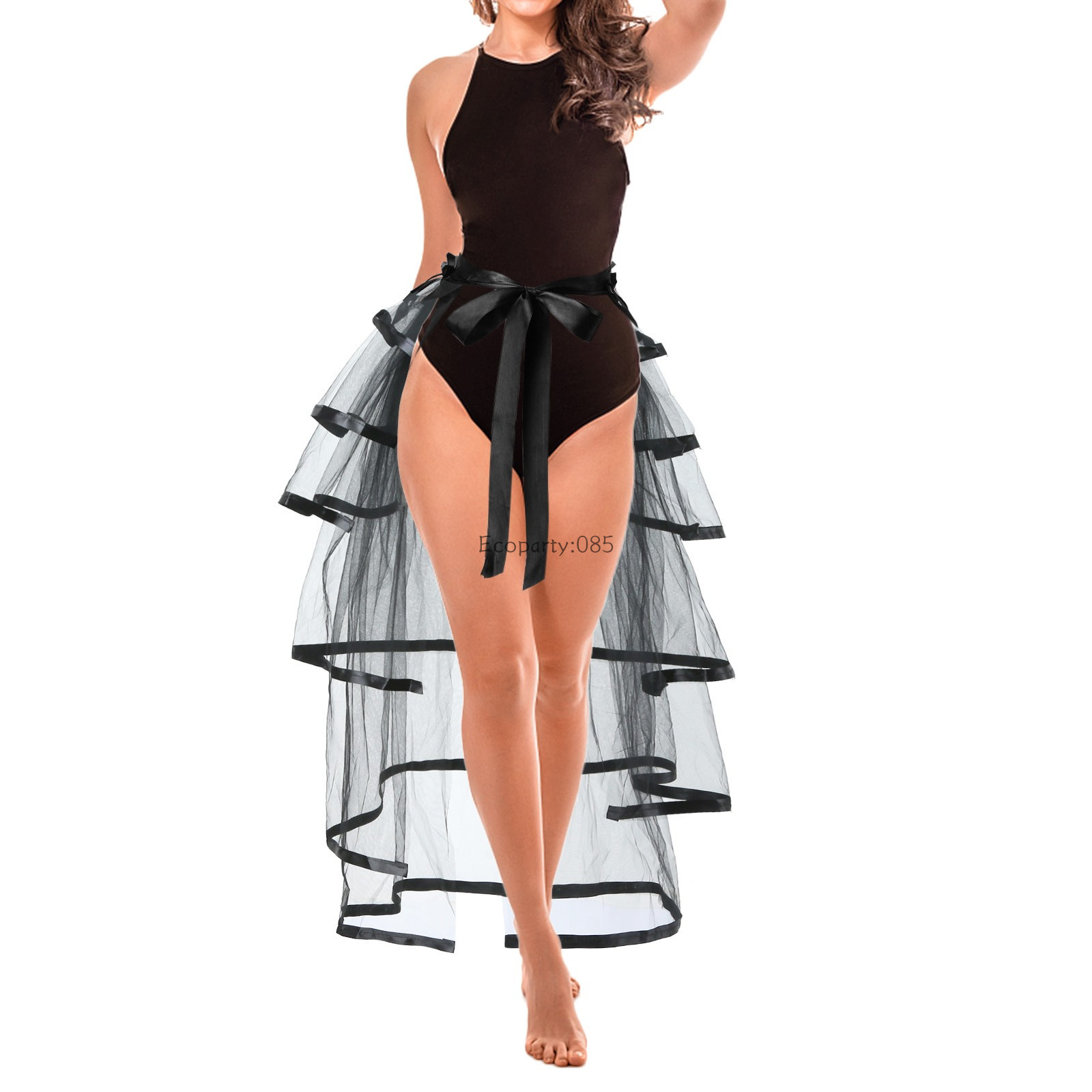 Jupe en tulle à volants pour femmes, demi-jupe, maille, gothique, steampunk, victorien, fête, rockabilly, tutu, jupes à plusieurs niveaux, 2024