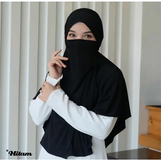 Grande écharpe ethnique musulmane unie pour femmes, Hijab islamique musulman, Turban instantané, écharpes arabes, couvre-chef Khimar (FRNT56CM, BK90CM)