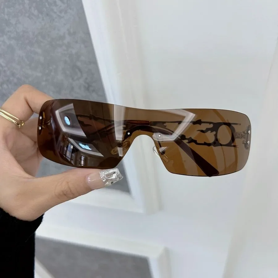 Lunettes de soleil carrées tendance pour femmes et hommes, sans monture, de marque de créateur, confortables pour les voyages et les activités de plein air