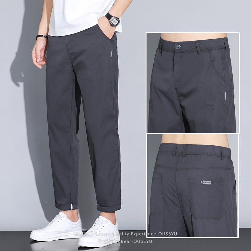 Pantalon Chino Homme Été Fin Décontracté Taille Élastique Séchage Rapide pour Travail et Extérieur – Gris, Kaki, Noir